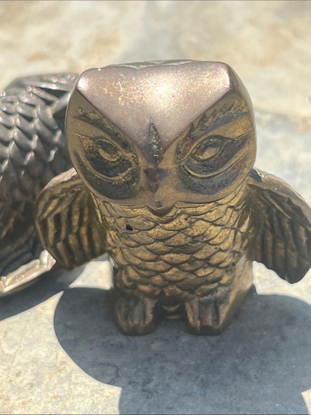 Pair of Brass Owl Figurines - Antique-Inspired Gold Tone
